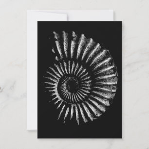 Cartes Pour Fêtes Annuelles Ammonite blanche sur noir