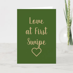 Cartes Pour Fêtes Annuelles Amour à First Swipe Funny Valentine Day Gold Vert