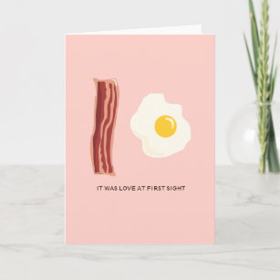 Cartes Pour Fêtes Annuelles Amour à la première vue Bacon & Oeuf Salutation Si