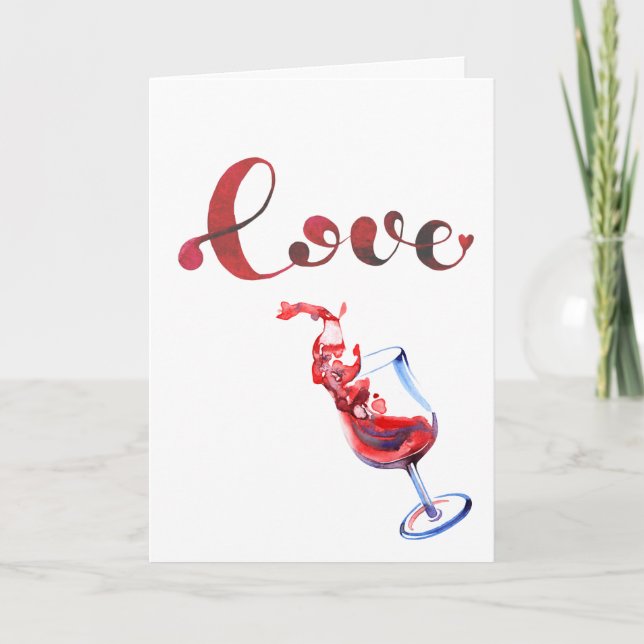 Cartes Pour Fêtes Annuelles Amour amusant Vin déversé verre Saint-Valentin (Devant)