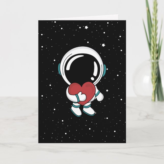 Cartes Pour Fêtes Annuelles Amour Astronaut Saint-Valentin (Devant)