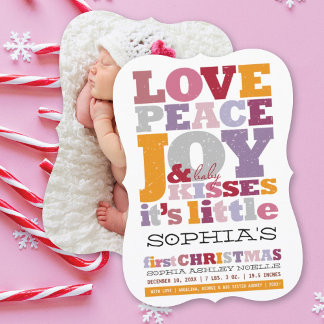 Cartes Pour Fêtes Annuelles Amour Coloré Paix Joie Et Bébé Baisers Lettres