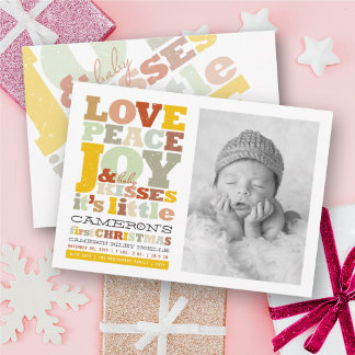 Cartes Pour Fêtes Annuelles Amour Coloré Paix Joie Et Bébé Baisers Lettres
