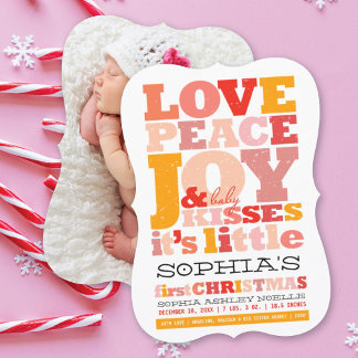 Cartes Pour Fêtes Annuelles Amour Coloré Paix Joie Et Bébé Baisers Lettres