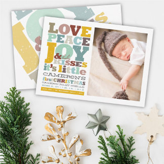 Cartes Pour Fêtes Annuelles Amour Coloré Paix Joie Et Bébé Baisers Lettres