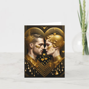 Cartes Pour Fêtes Annuelles Amour couple Art déco