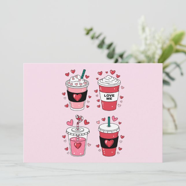 Cartes Pour Fêtes Annuelles Amour de café de la Saint-Valentin (Debout devant)