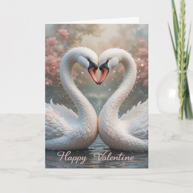 Cartes Pour Fêtes Annuelles Amour de cygne Saint-Valentin Élégant Oiseau roman (Devant)