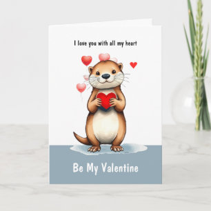 Cartes Pour Fêtes Annuelles Amour de la Saint-Valentin Loutre drôle Animal Amo