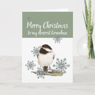 Cartes Pour Fêtes Annuelles Amour de Noël Grand-mère Neige Mésange Oiseau Mign