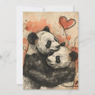 Cartes Pour Fêtes Annuelles Amour de Panda la Saint-Valentin