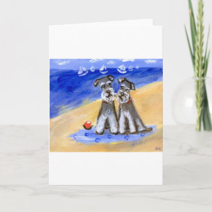 Cartes Pour Fêtes Annuelles Amour de plage de Schnauzer