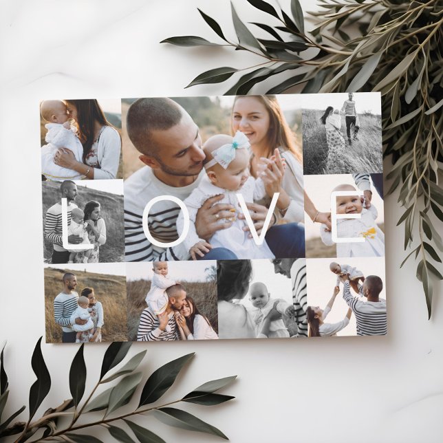 Cartes Pour Fêtes Annuelles Amour de vacances | Photos à grille multiple minim (Holiday Love | Modern Minimal Multiple Grid Photos)