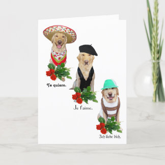Cartes Pour Fêtes Annuelles Amour drôle de chien/laboratoire dans quatre