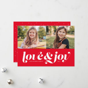 Cartes Pour Fêtes Annuelles Amour et joie rouge deux photo