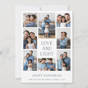 Cartes Pour Fêtes Annuelles Amour et Lumière Multi Photo Famille Hanukkah