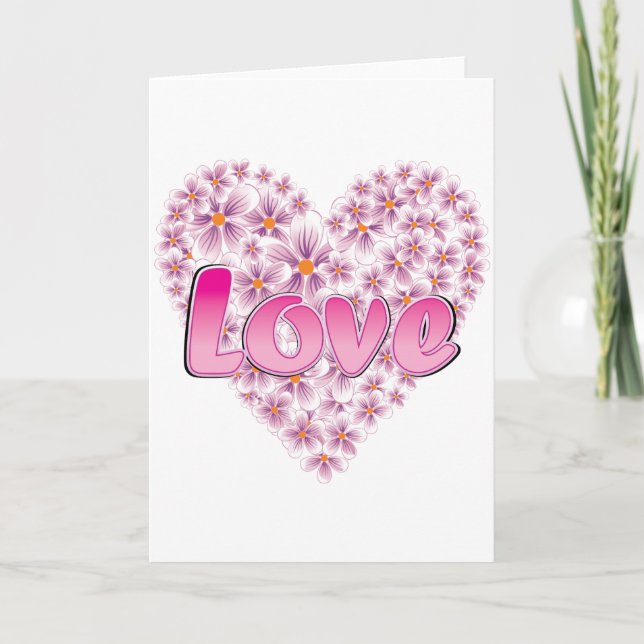Cartes Pour Fêtes Annuelles Amour et marguerites roses (Devant)