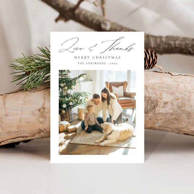 Cartes Pour Fêtes Annuelles Amour et Merci | Photo de famille moderne Noël (Créateur téléchargé)