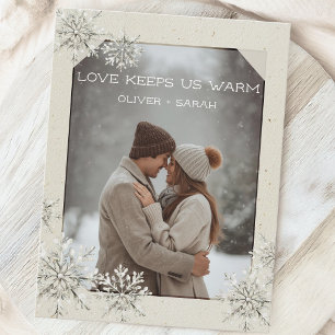 Cartes Pour Fêtes Annuelles Amour flocon de neige cosy nous tient chaud photo 