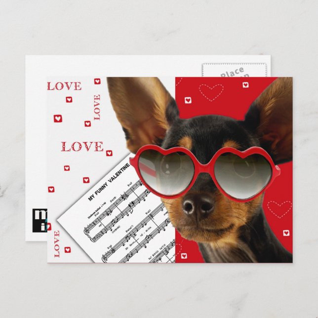 Cartes Pour Fêtes Annuelles Amour. Funny Chien Saint Valentin (Devant / Derrière)