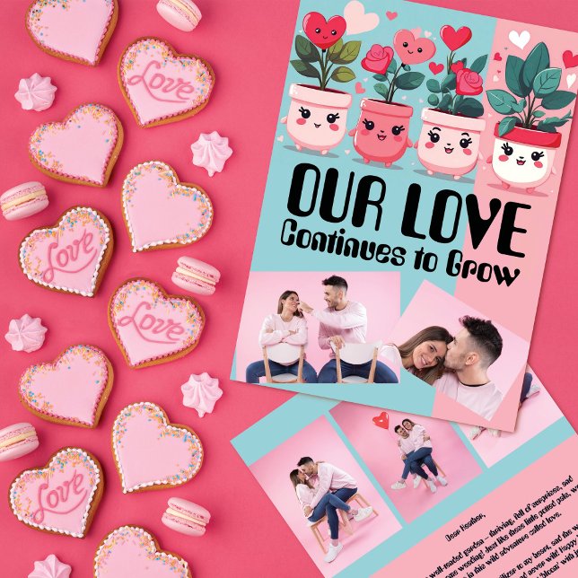 Cartes Pour Fêtes Annuelles Amour grandissant Pots Plantes Saint-Valentin (Créateur téléchargé)