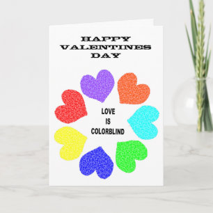 Cartes Pour Fêtes Annuelles Amour interracial Coeurs arc-en-ciel Valentines pe