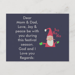 Cartes Pour Fêtes Annuelles Amour Joie et Paix Maman et Papa nouveau design in