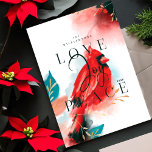 Cartes Pour Fêtes Annuelles Amour Joy & Paix Rouge Cardinal Aquarelle Blanc<br><div class="desc">Notre carte de Noël esprit cardinal incarne la chaleur, la vie et l'énergie inspirées par la nature. Les touches de pinceau et de stylo sont combinées à notre oeuvre artistique stylisée d'oiseaux cardinaux rouges. Évoquant le sentiment d'amour, de joie et de paix. Les teintes saturées de rouge pourpre, de rougeur,...</div>