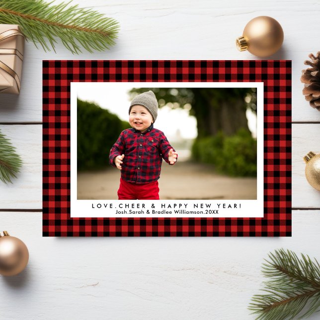 Cartes Pour Fêtes Annuelles Amour Joyeux Nouvel An Fun Buffalo Check Plaid (Créateur téléchargé)
