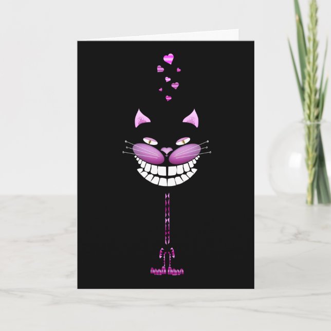 Cartes Pour Fêtes Annuelles Amour Kitty. Chat de sourire rose mignon de (Devant)