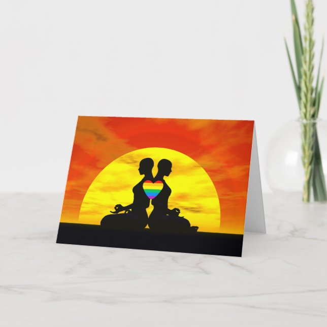 Cartes Pour Fêtes Annuelles Amour lesbien de yoga - 3D rendent (Devant)