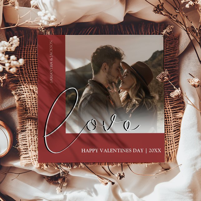 Cartes Pour Fêtes Annuelles Amour minimal moderne | Photo Jour des Valentines (Créateur téléchargé)