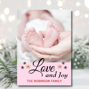 Cartes Pour Fêtes Annuelles Amour Moderne et Joy Photo de Noël du bébé