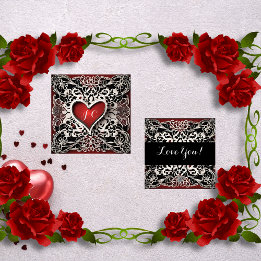 Cartes Pour Fêtes Annuelles Amour moderne Red Heart Lace