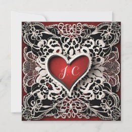 Cartes Pour Fêtes Annuelles Amour moderne Red Heart Lace