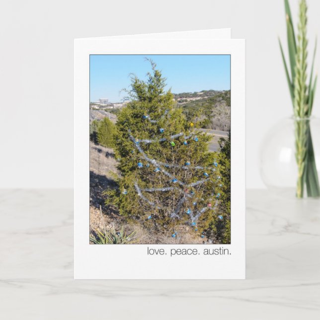 Cartes Pour Fêtes Annuelles Amour. Paix. Austin. 360 Arbres de Noël en boucle (Devant)