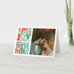 Cartes Pour Fêtes Annuelles Amour Paix Joie Baisers Couleur Typographie Noël