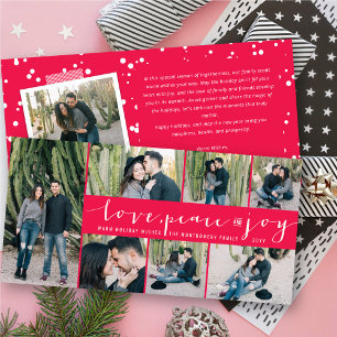 Cartes Pour Fêtes Annuelles Amour Paix Joie Simple Script Tendance Moderne 7 P