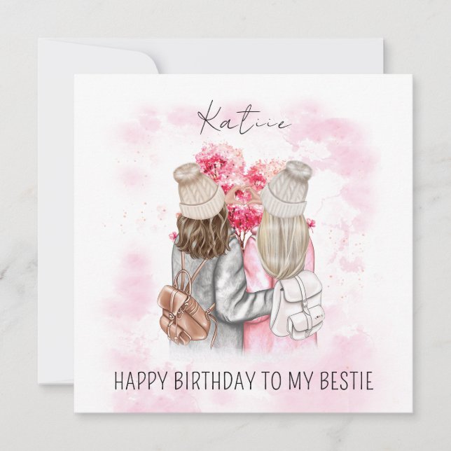 Cartes Pour Fêtes Annuelles Amour personnalisé arbre rose pour la bestie (Devant)