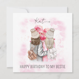 Cartes Pour Fêtes Annuelles Amour personnalisé arbre rose pour la bestie