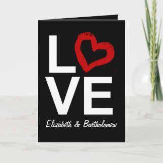 Cartes Pour Fêtes Annuelles Amour personnalisé, Noir/Blanc/Coeur Rouge