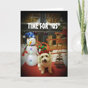 CARTES POUR FÊTES ANNUELLES AMOUR PUPPY NAUGHTY OU NICE À NOËL
