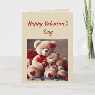 Cartes Pour Fêtes Annuelles Amour romantique Cute Teddy Coeurs d'ours