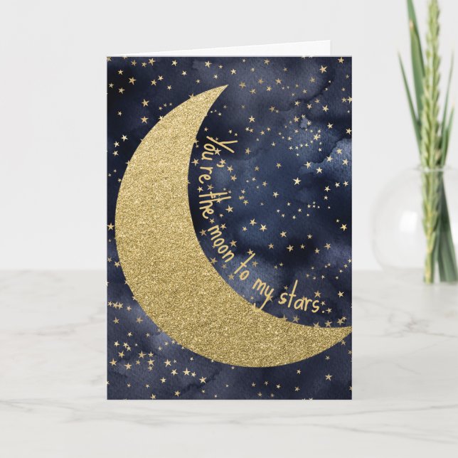 Cartes Pour Fêtes Annuelles Amour romantique de la lune et des étoiles (Devant)