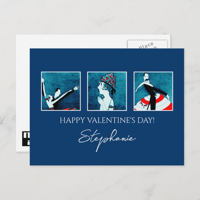 Cartes Pour Fêtes Annuelles Amour. Saint Valentin Art déco (Devant / Derrière)