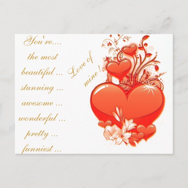 Cartes Pour Fêtes Annuelles Amour toi coeur valentin amour romantique (Devant)