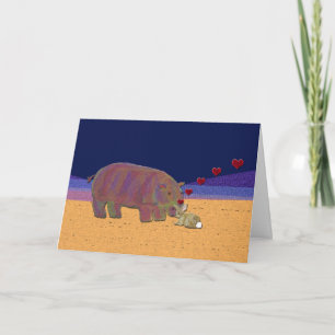 Cartes Pour Fêtes Annuelles Amour Valentine d'hippopotame et de lapin