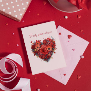 Cartes Pour Fêtes Annuelles Amoureux à tout jamais   Cœur floral   Texte perso