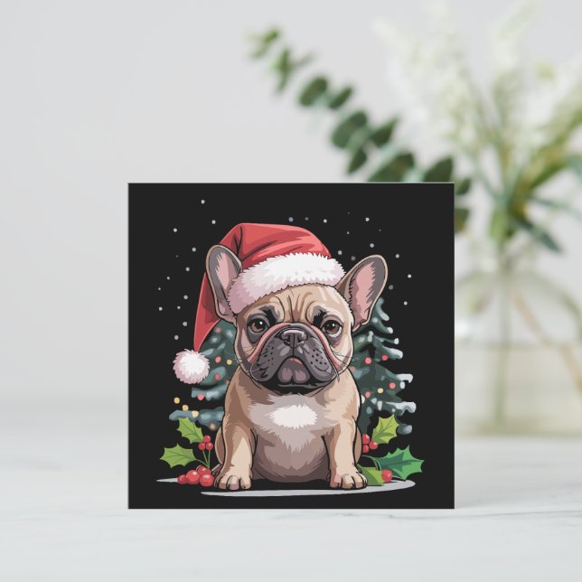 Cartes Pour Fêtes Annuelles Amoureux de bouledogues français Noël Maman chien  (Debout devant)