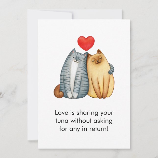 Cartes Pour Fêtes Annuelles Amoureux de Chats Couple Mignon Drôle Joyeux Saint (Devant)